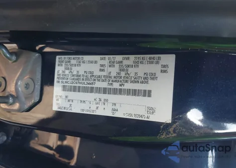 2017 Lincoln Mkc Select z USA, uszkodzony, nr VIN 5LMCJ2C97HUL34457